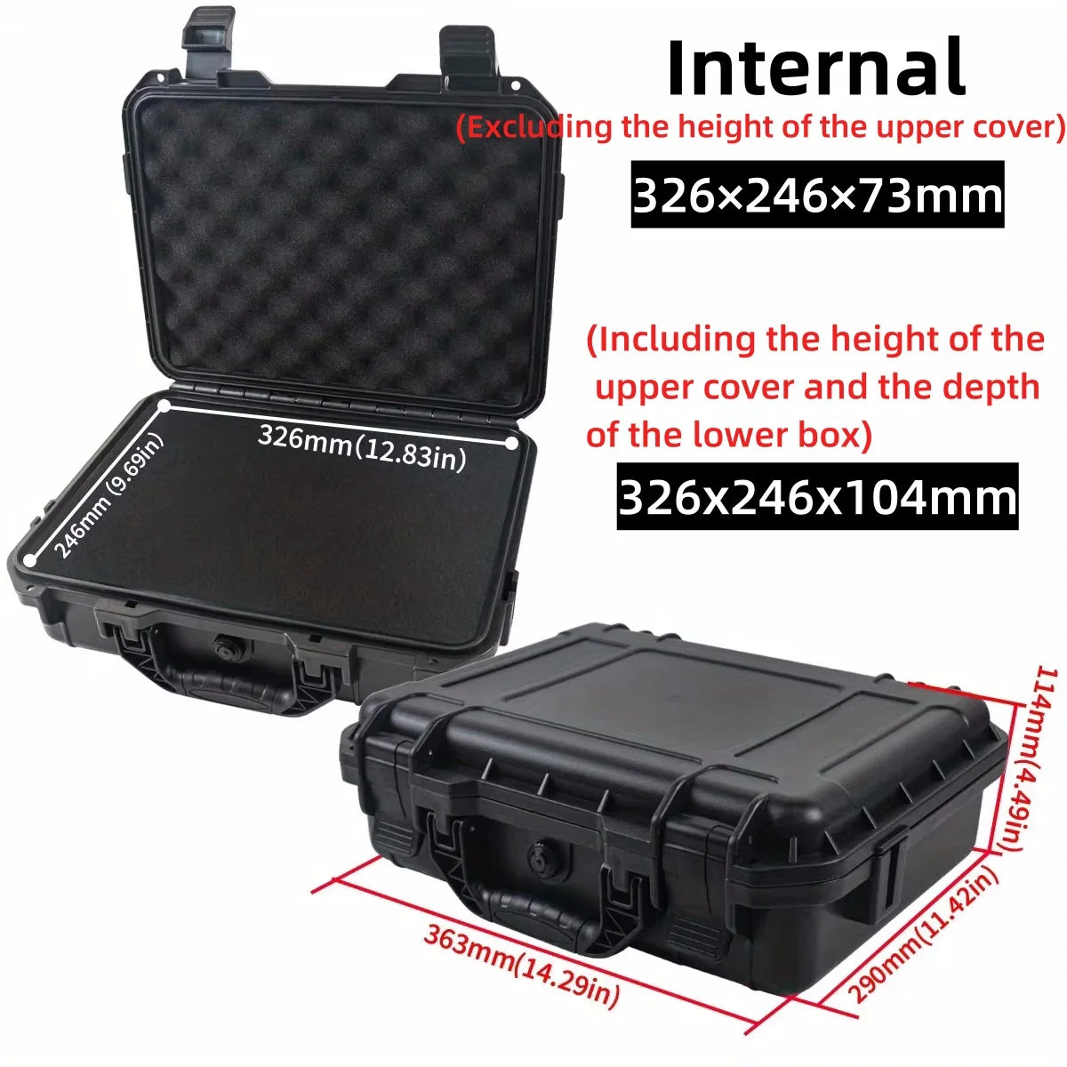 Waterproof Hard Tool Carry Case - Protective Storage Box with Pre-Cut Sponge Organizer for Equipment