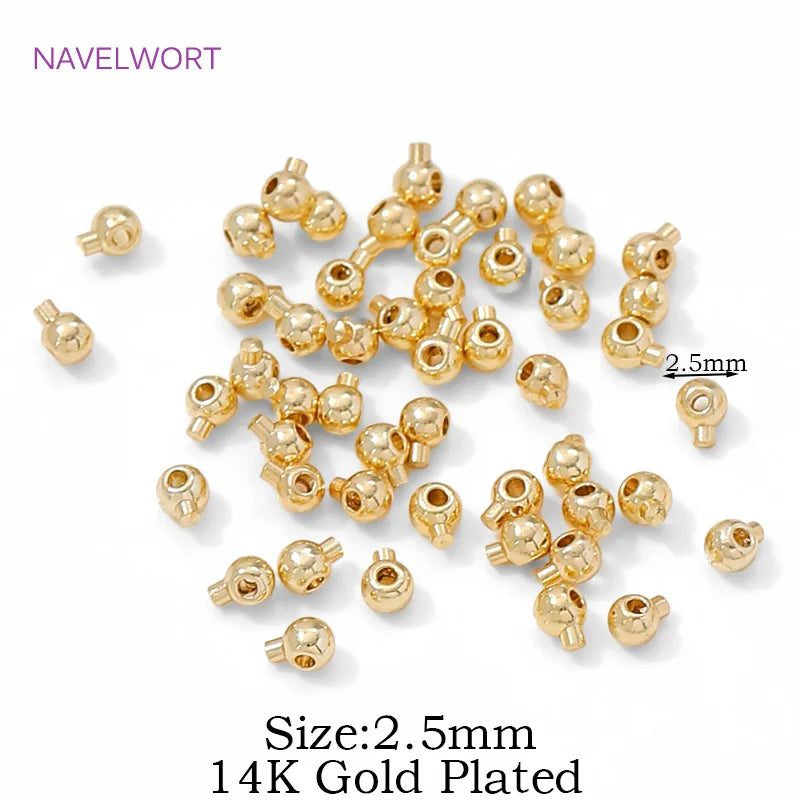 18K Gold Plated Round Crimp Beads — Brass Jewelry Making Supplies for DIY Bracelets & Accessories