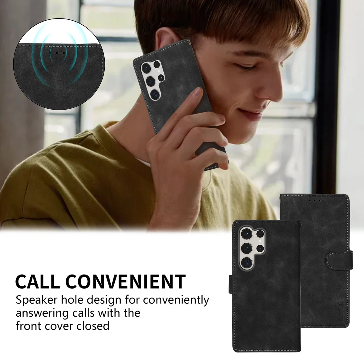 Magnetic Leather Wallet Case for Samsung Galaxy S25 Ultra–S8 – Skin-Friendly Flip Cover with Card Slots & Stand Function