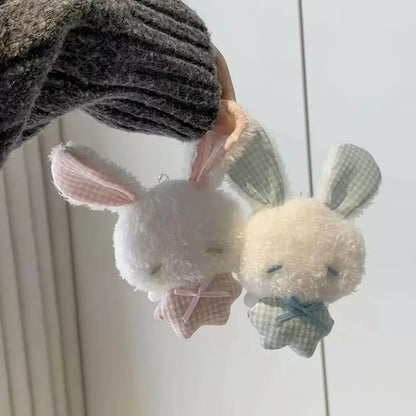 Kawaii Angel Bunny Plush Keychain - Mini Soft Rabbit Stuffed Toy Pendant