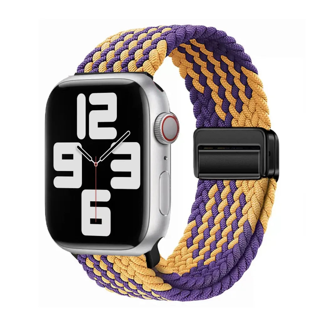 Nylon Braided Watch Band for Apple Watch – Compatible with Series SE, 3–10 & Ultra (38–49mm Adjustable Sport Strap)