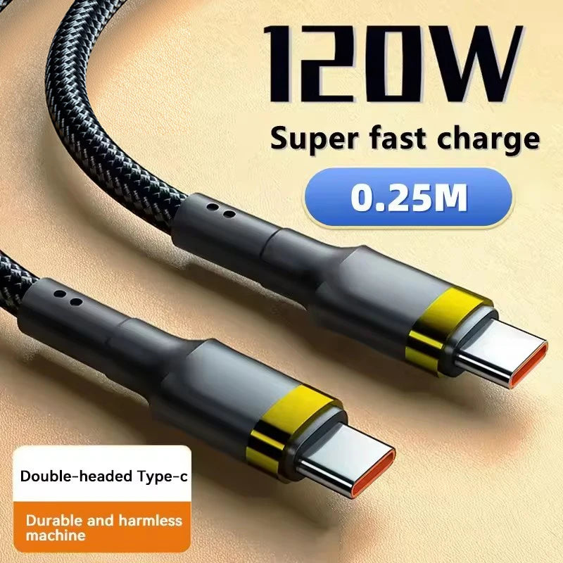 120W USB-C to USB-C Fast Charging Cable - PD Quick Charge Cable for iPhone, Xiaomi & Samsung Devices
