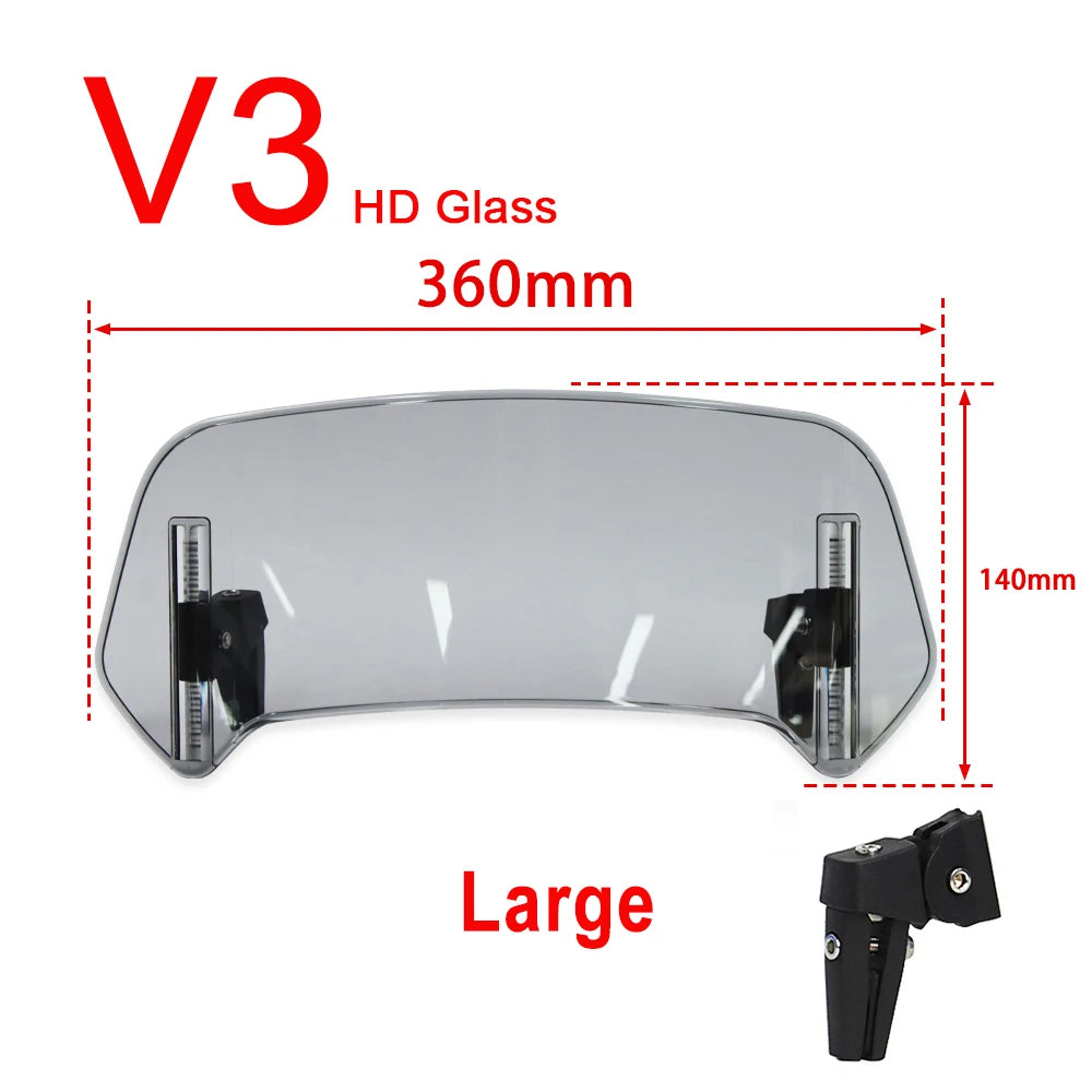 Universal Motorcycle Windshield Extension – Adjustable Clamp-On Wind Deflector Spoiler for BMW, Kawasaki, Yamaha, Honda & Suzuki Bikes