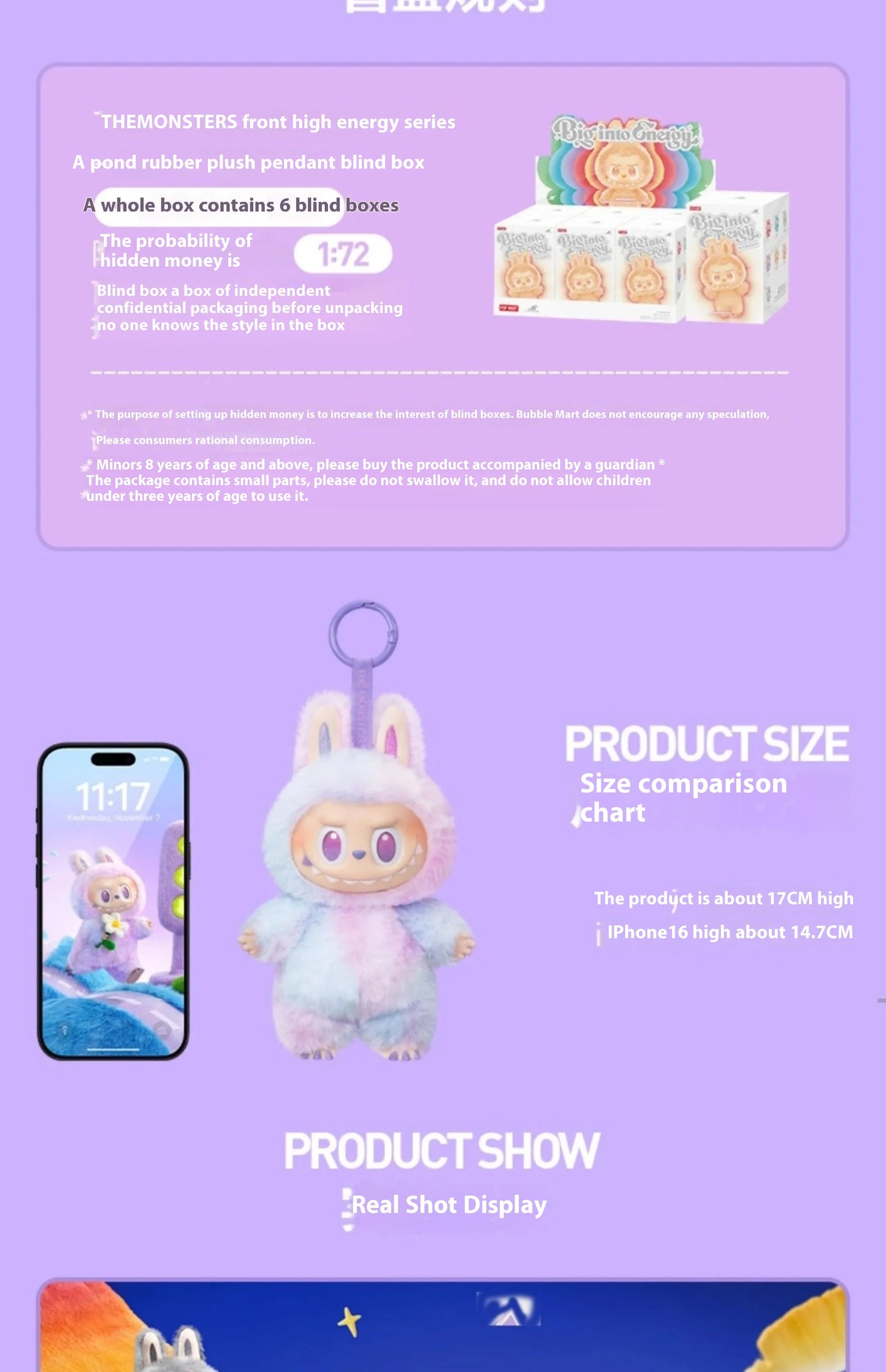 Genuine Labubu 3.0 The Monster Series Blind Box — Original Vinyl Face Pendant, Unique Girl’s Birthday Gift