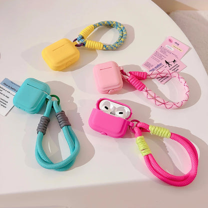 Cute Silicone AirPods Case with Strap — Fits AirPods (1st–4th Gen), AirPods Pro & AirPods Pro 2 (Soft Protective Cover)