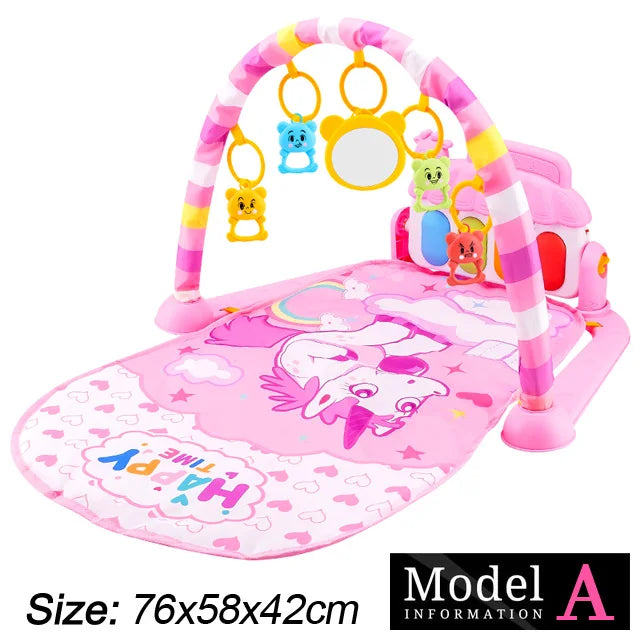 Baby Fitness Play Gym - Newborn Piano Activity Mat with Music, Crawling Blanket & Early Education Toys 0-36 Months