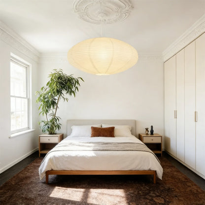 2PCS White Oval Paper Lantern Lampshades - Foldable Hanging Ceiling Light Decor for Home