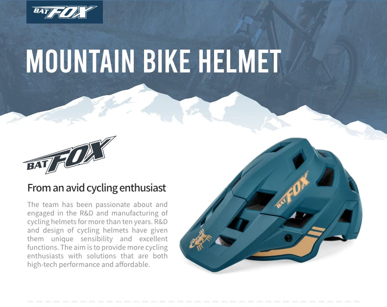 BATFOX Men's Cycling Helmet – MTB Mountain Bike Racing Helmet, Speedframe Casco para Bicycle