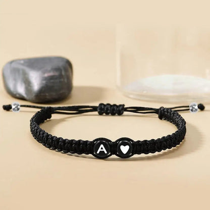 A-Z Initial Heart Bracelet - Handmade Adjustable Braided Name Jewelry Gift for Women & Men