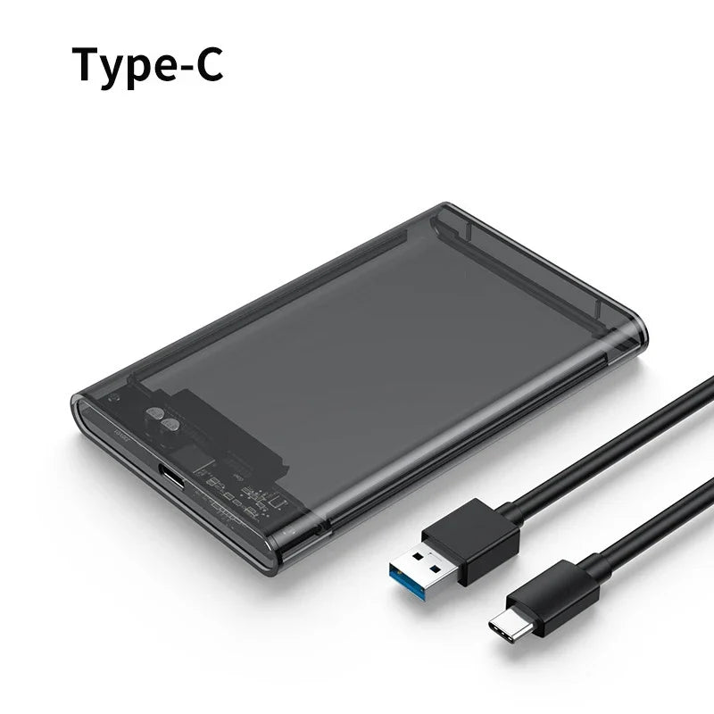 USB 3.0 2.5 Inch External Hard Drive Enclosure – Transparent SATA HDD/SSD Case, 5–6Gbps High-Speed Storage Case for Laptop & PC