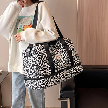 Women’s Carry-On Travel Bag – Spacious Animal Print Nylon Gym & Sports Bag, Large Capacity Weekend Overnight Bag