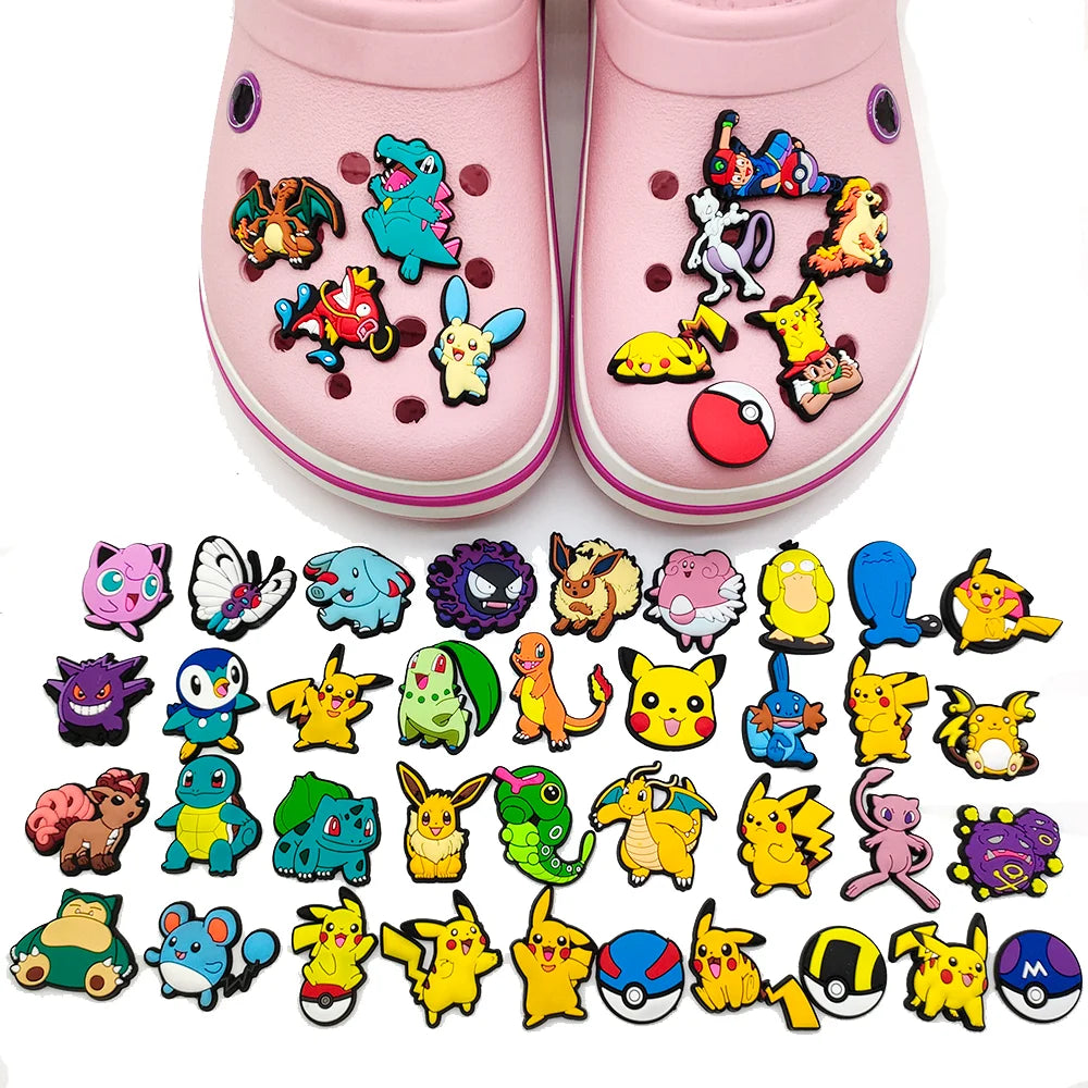 Aoger Pokemon Shoe Charms - Dinosaur PVC Sandals Decoration Buckle - Kids' Gift Accessories
