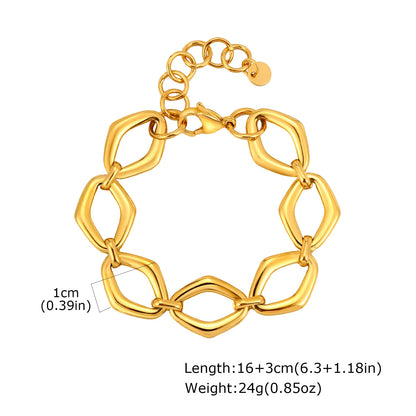 Women’s Chunky Gold Toggle Chain Bracelet – Stainless Steel OT Buckle Link Bracelet, Tarnish-Free Bold Fashion Jewelry