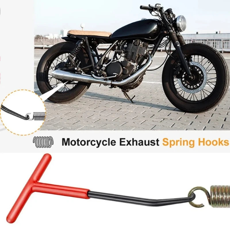 Universal Motorcycle Exhaust Spring Hook - T-Handle Spring Puller & Installer Tool for Exhaust Pipe Repair