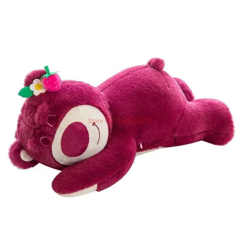 New Disney Kawaii Toy Story Lotso Bear Plush Pillow – Strawberry Sofa Stuffed Toy for Kids & Birthday Gift