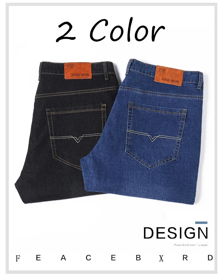 Big Size Men’s Jeans – High Stretch Wide-Leg Denim Pants for 45–150kg, Comfortable Fit Jeans Hombre