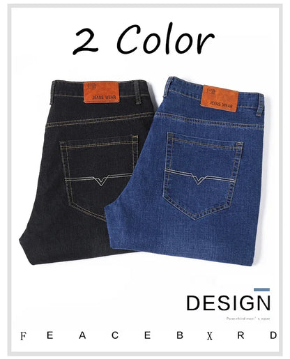 Big Size Men’s Jeans – High Stretch Wide-Leg Denim Pants for 45–150kg, Comfortable Fit Jeans Hombre