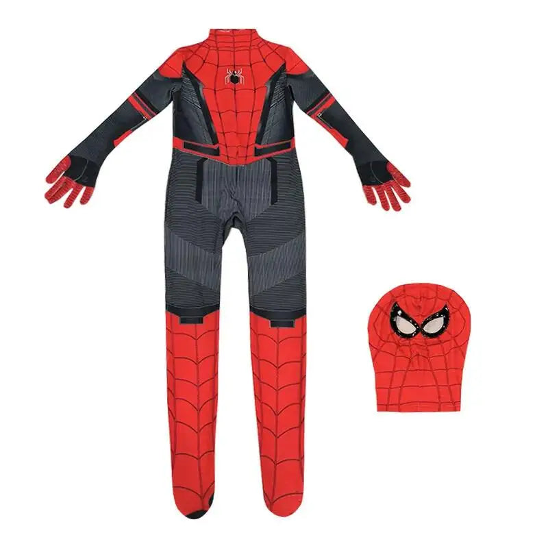 Miles Spider-Man Costume Jumpsuit — Superhero Bodysuit with Head Cover for Halloween & Cosplay Party