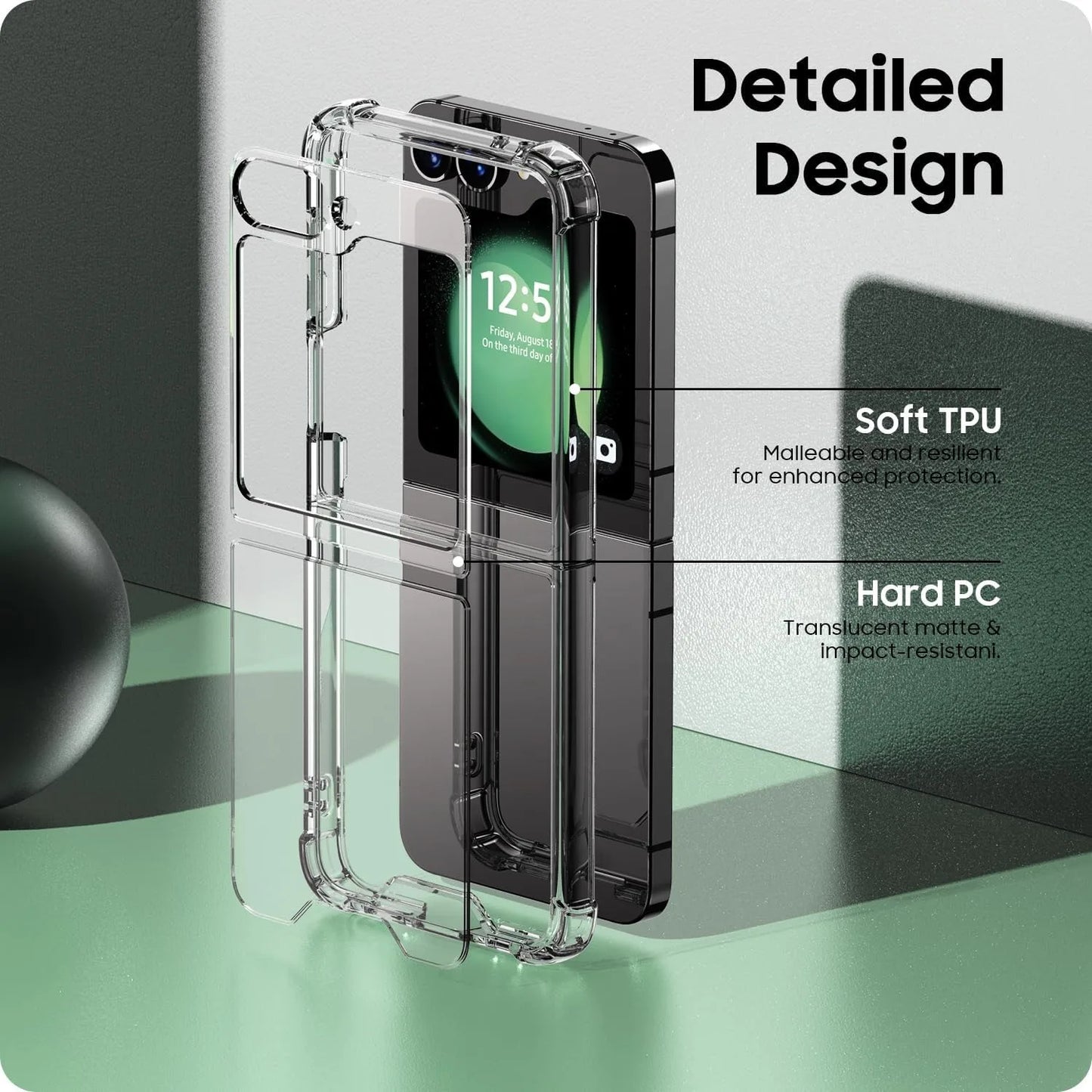 Samsung Galaxy Z Flip 6 Airbag Transparent Case, Acrylic PC Back & Soft TPU Bumper, Armor Cover for Z Flip 6, 5, 4, 3