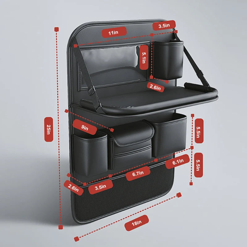 SEAMETAL Car Backseat Storage Bag – Multi-Pocket Seat Back Organizer with Foldable Tablet Tray & Large Capacity