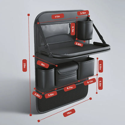 SEAMETAL Car Backseat Storage Bag – Multi-Pocket Seat Back Organizer with Foldable Tablet Tray & Large Capacity