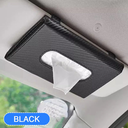 SEAMETAL Car Sunshade Tissue Box – Universal Auto Interior Paper Towel Storage Bag with Carbon Fiber Sun Visor Design