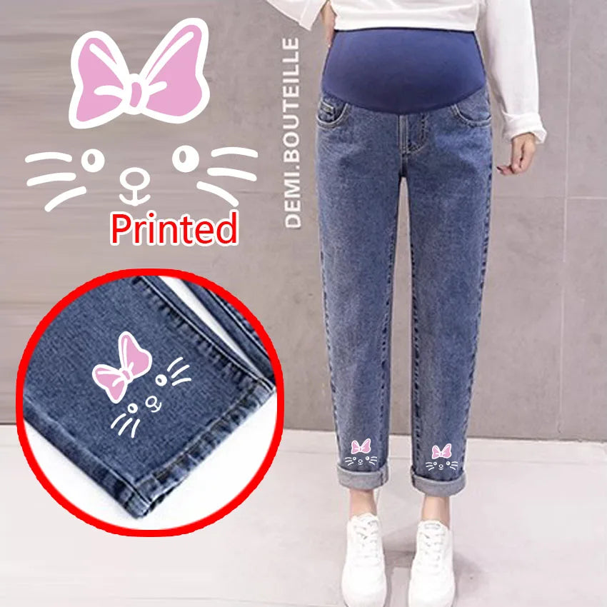 Maternity Boyfriend Jeans – High Waist Loose Denim Pants for Pregnant Women