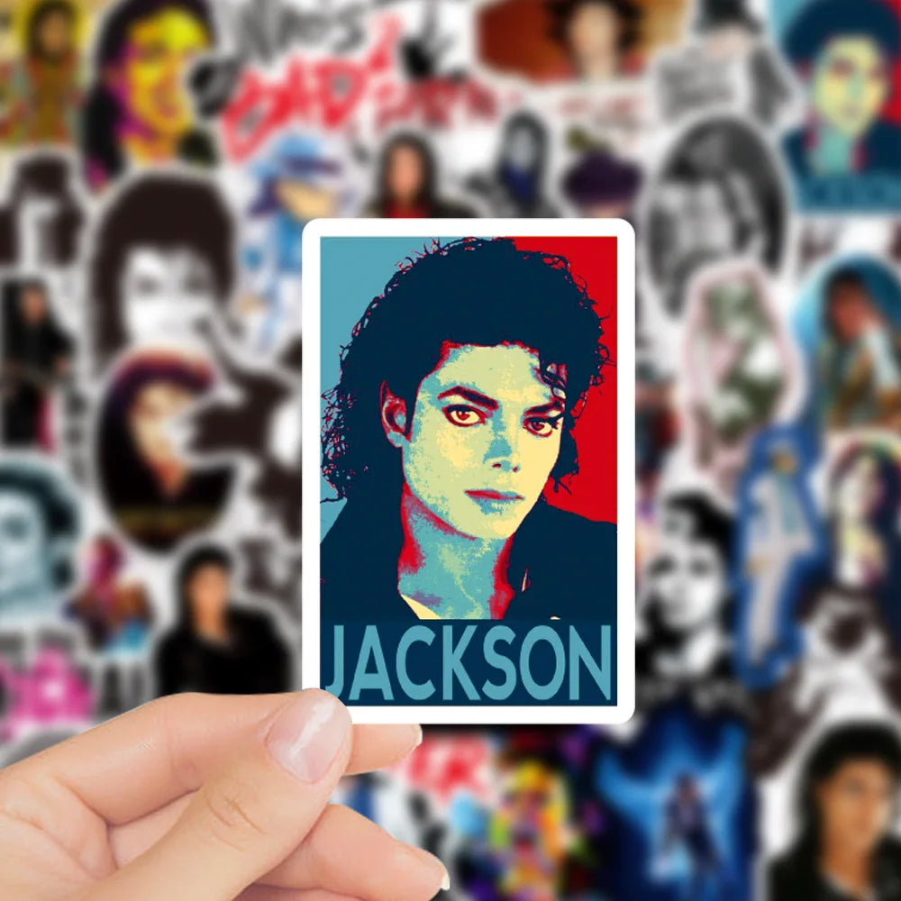 50-Piece Michael Jackson Graffiti Sticker Pack - Decorative Decals for Laptops, Water Bottles, Phones, Bikes & Skateboards
