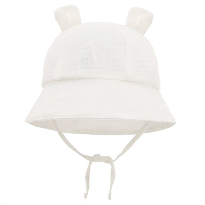 Muslin Cotton Baby Sun Hat – Soft Summer Panama Bucket Cap for Infants (3–12M) | Breathable Kids Sun Protection Hat for Boys & Girls