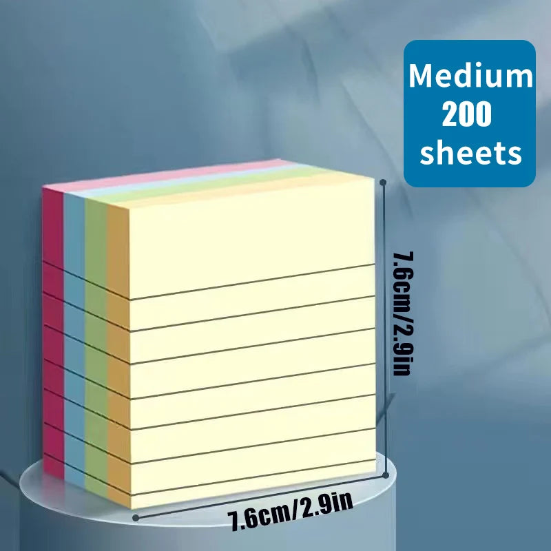 200-Sheet Sticky Note Set - 4-Color Self-Adhesive Writing Pads and Page Markers for Students, Office, and Study Organization