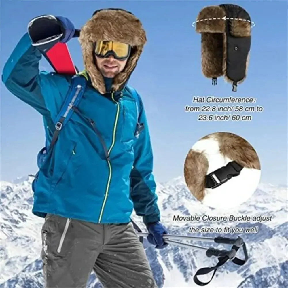 Men's Winter Trapper Aviator Ski Hat - Waterproof Earflap Bomber Cap with Warm Ear Protectors
