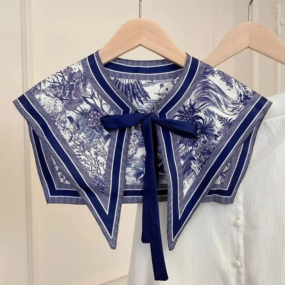 Detachable Fake Collar for Women - Vintage Floral Pattern Half Shirt Necklace Shawl and Shoulder Wrap