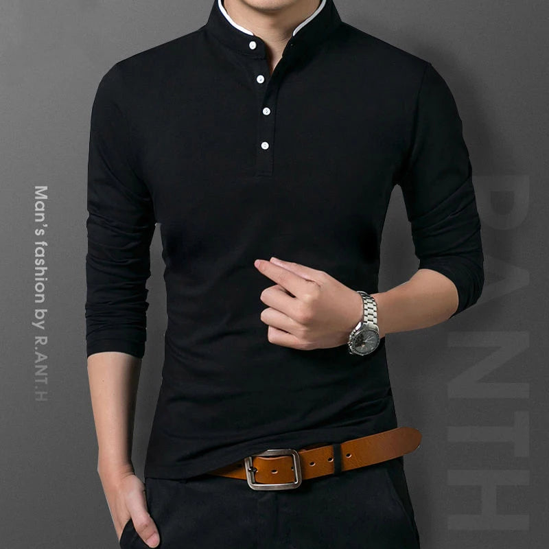 Men's Business Casual Polo Shirt - Long Sleeve Breathable Formal Top Comfortable Summer Wear