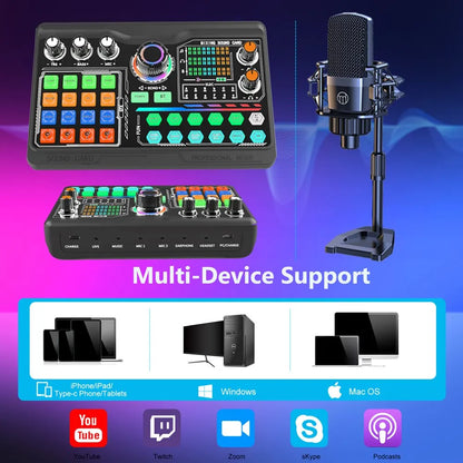 Zealsound Professional Podcast Microphone & SoundCard Kit – USB Recording Mic for PC, Smartphone, Laptop, Vlog, Live Streaming & YouTube