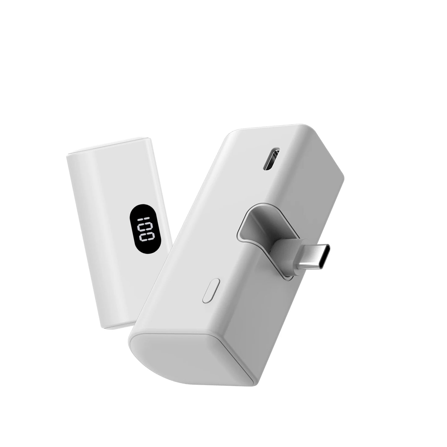 5000mAh Portable Power Bank - Lightweight Built-In Foldable Type-C Charger for All USB-C Devices