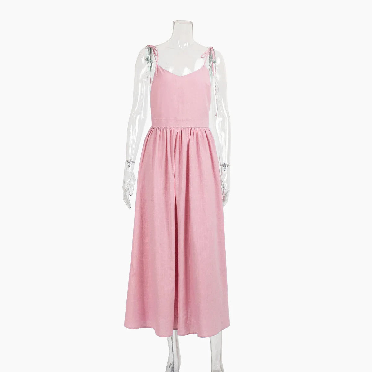 Bornladies Women’s Summer Beach A-Line Sling Dress – Vintage Loose V-Neck 100% Cotton Casual Sexy Hot Girl Style
