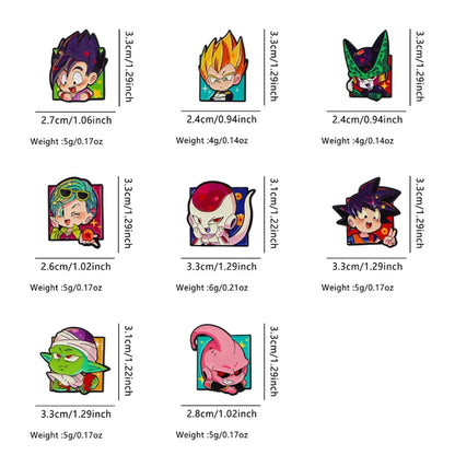 Dragon Ball Anime Lapel Pins 8-Piece Set - Cute Manga Character Brooches for Backpacks and Fan Collections