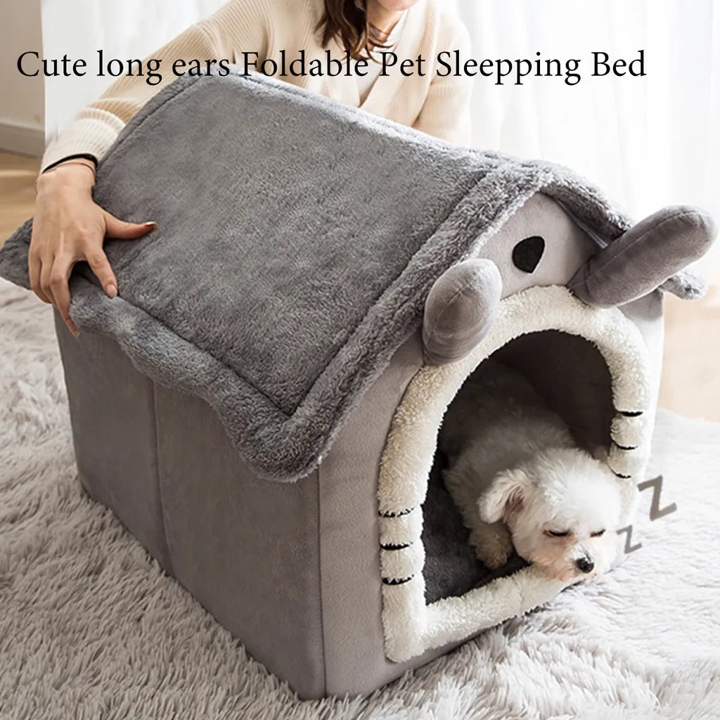 Foldable Pet Sleeping Bed - Removable & Washable Cat/Dog Bed - Cozy Kennel for Indoor Use, Perfect Cat Nest or Dog House