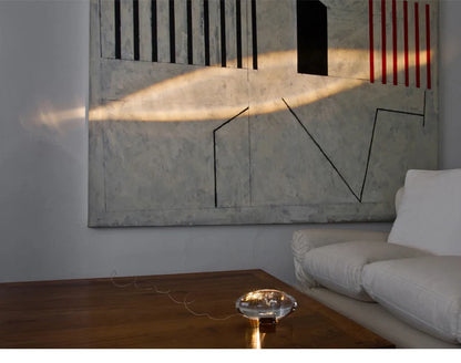 Italian Designer LED Table Lamp – Crystal 'Eye of the Sky' Egg-Shaped Night Projector for Living Room & Bedroom Decor