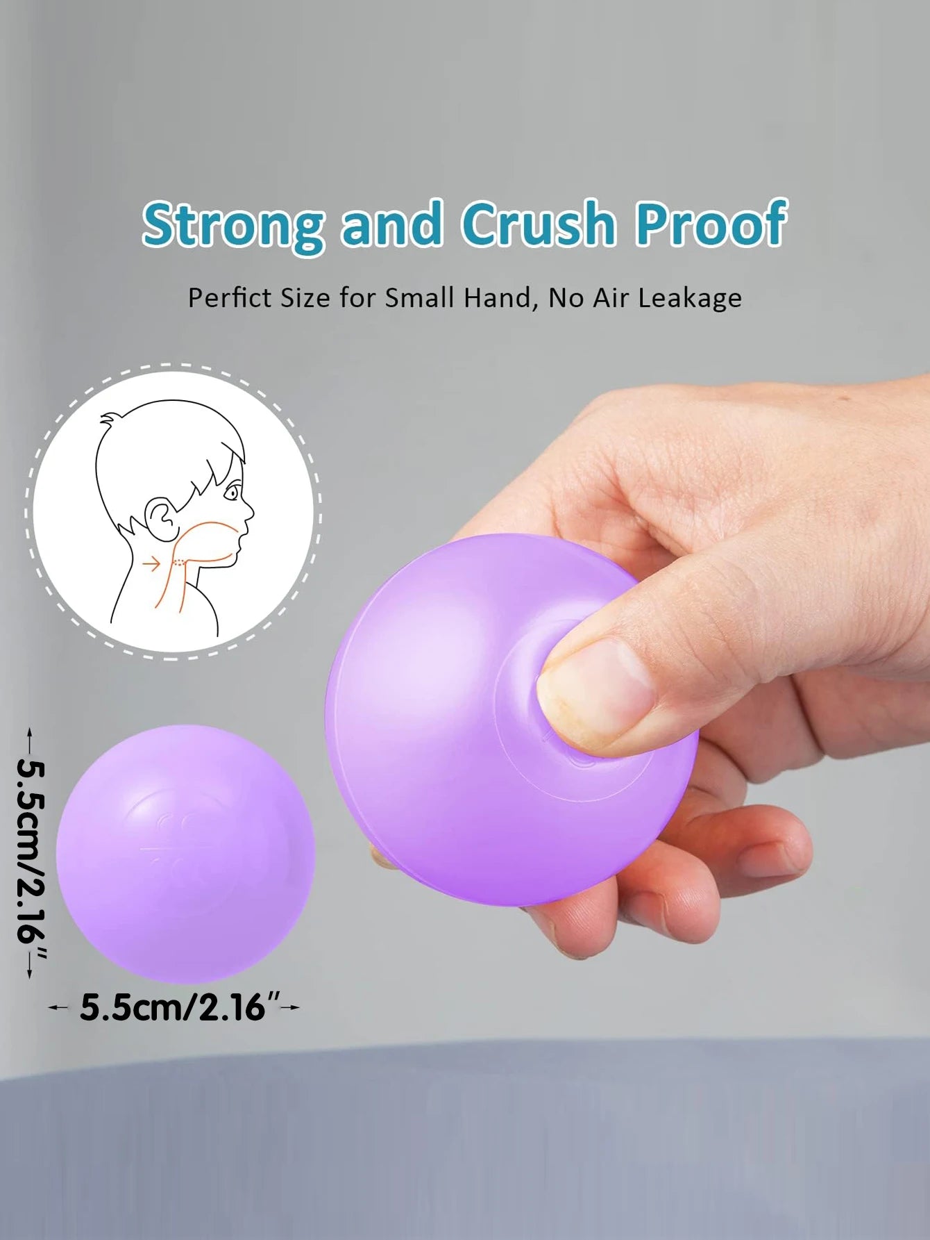 100pcs 5.5cm Soft Plastic Ball Pit Balls – BPA-Free, Non-Toxic, Multi-Color Set with Storage Bag (Purple, Pink, Light Blue, Pearl White)