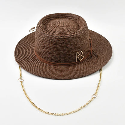 Women's Straw Sun Hat - Elegant Ribbon Decor Beach Travel & Party Dress Hat