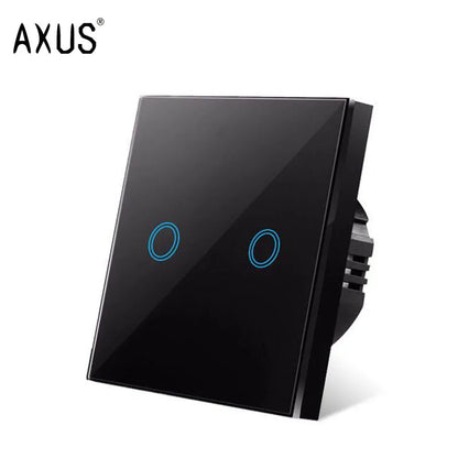 AXUS EU Touch Switch | AC100-240V LED Backlight Panel, Tempered Glass Wall Light Sensor Switch, 1/2/3 Gang