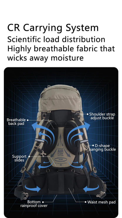 Naturehike 70L Camping Backpack — Large Capacity Ergonomic Hiking & Trekking Bag for Men with Rain Cover