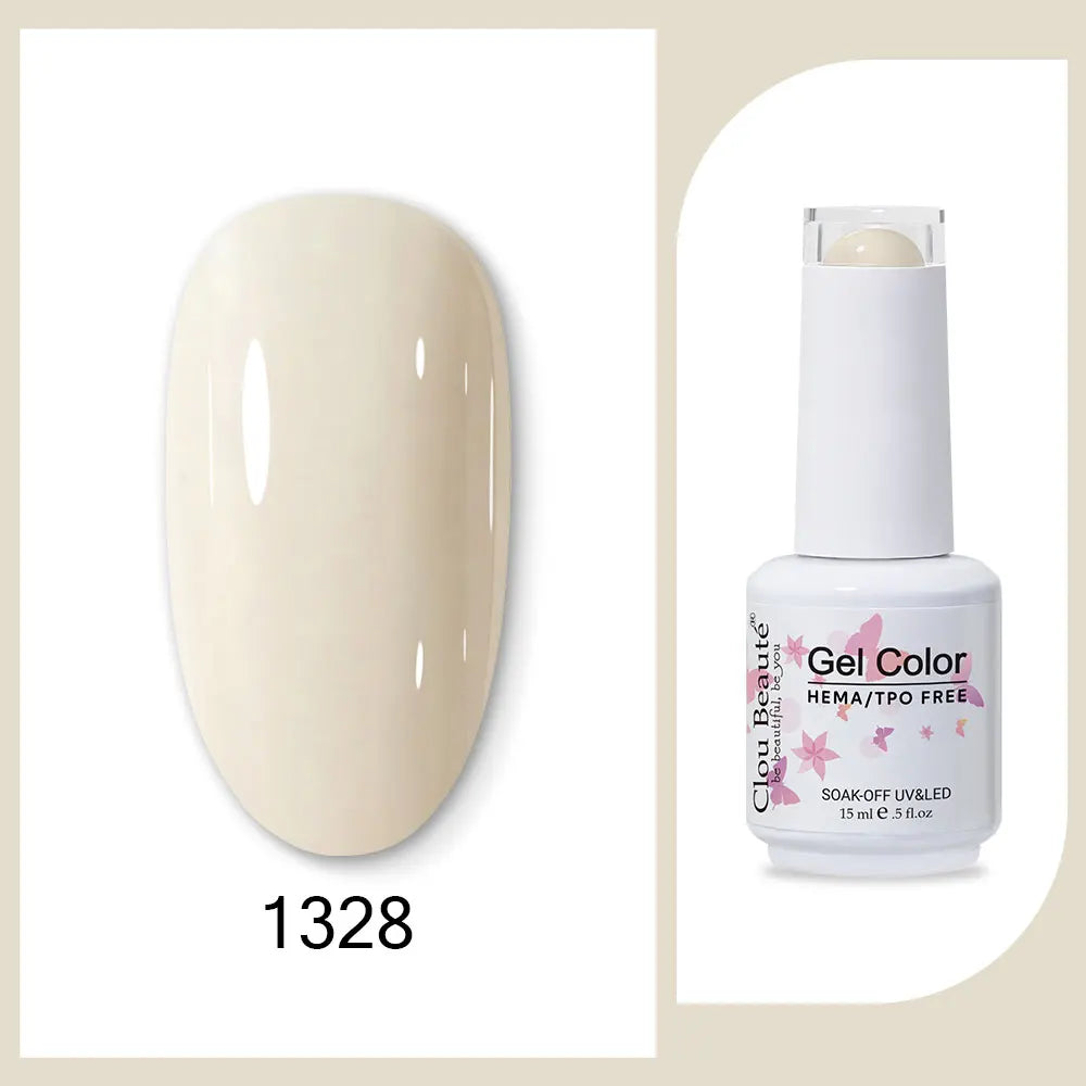Clou Beaute 15ml Gel Nail Polish Set – Red Black White Green Neon UV Soak-Off Semi-Permanent Nail Varnish Base & Velvet Top Coat