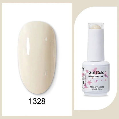 Clou Beaute 15ml Gel Nail Polish Set – Red Black White Green Neon UV Soak-Off Semi-Permanent Nail Varnish Base & Velvet Top Coat
