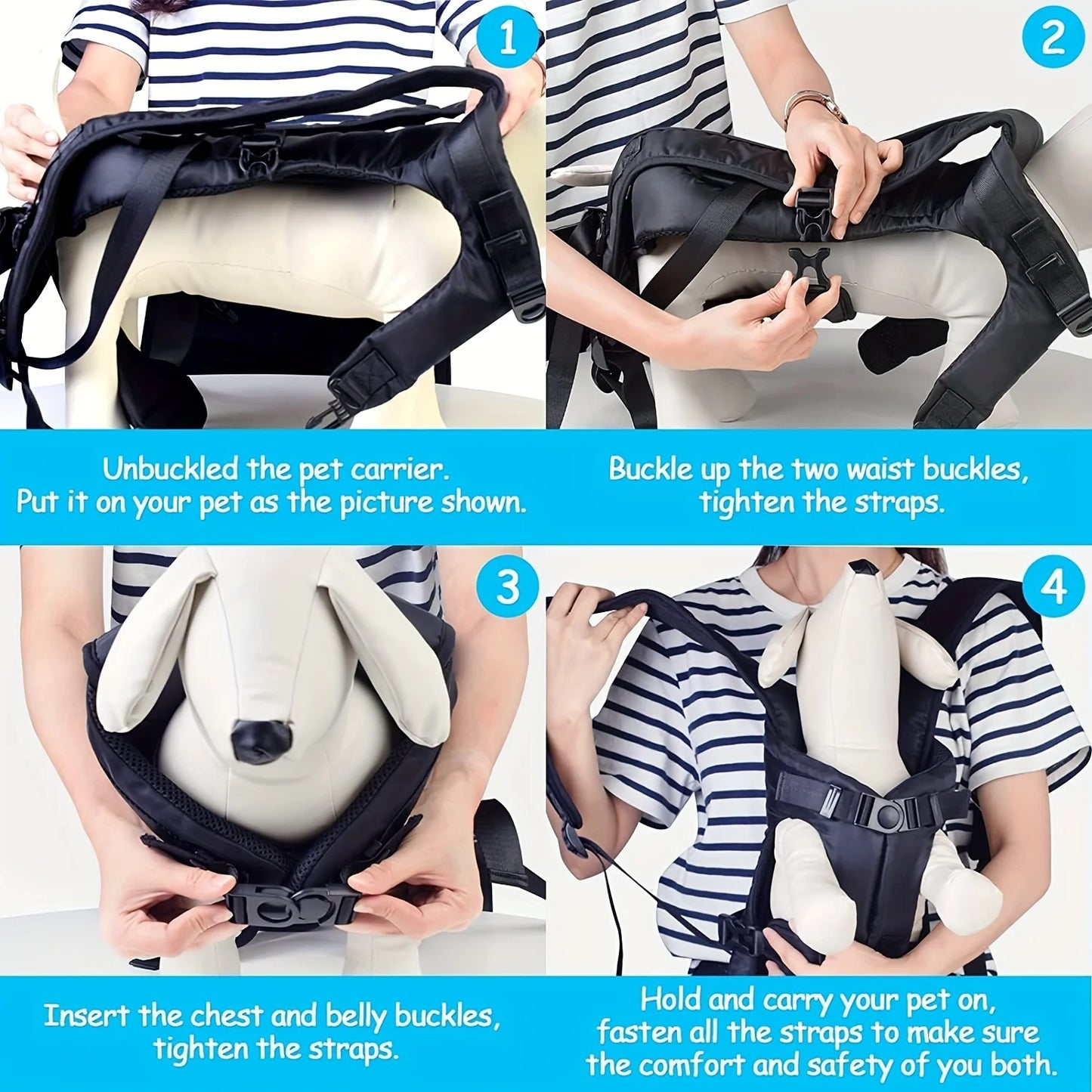 Adjustable Hands-Free Pet Front Dog Carrier Backpack - Ideal for Medium & Small Dogs - Convenient and Comfortable Pet Backpack