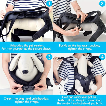 Adjustable Hands-Free Pet Front Dog Carrier Backpack - Ideal for Medium & Small Dogs - Convenient and Comfortable Pet Backpack