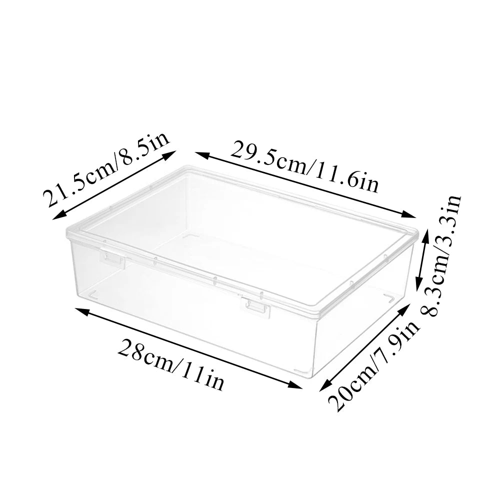 Plastic Document Organizer – Clear Square Desktop Storage Box for Papers and Files