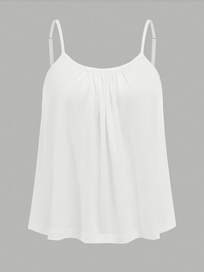 Plus Size Summer Camisole - Solid Color Sleeveless Casual Tank Top