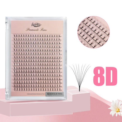 Goddess Premade Volume Lash Fans — 4D to 20D Faux Mink Individual Eyelash Extensions, Pointy Stem 320 Fans